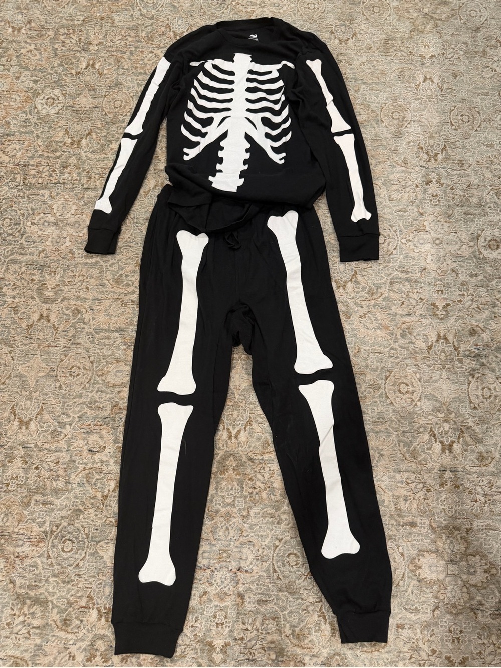 Black & White Skeleton adult Costume Pajama Set